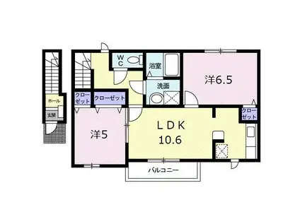 カーム・リリー(2LDK/2階)の間取り写真