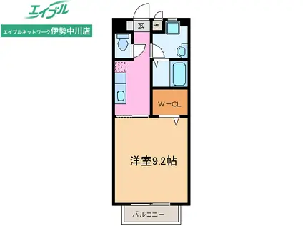 ＪＲ名松線 伊勢八太駅 徒歩19分 2階建 築17年(1K/2階)の間取り写真