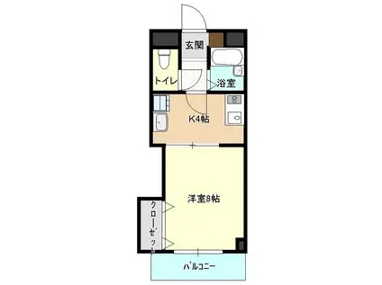 ラフィネ山の田(1K/5階)の間取り写真