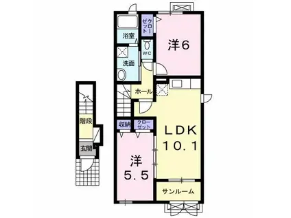 クラールII(2LDK/2階)の間取り写真