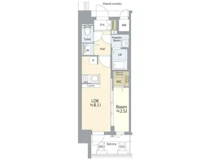 エスリード ザ・レガリア新栄ALTAIER(1LDK/9階)の間取り写真