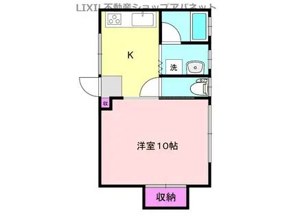 コーポフルール(1K/1階)の間取り写真