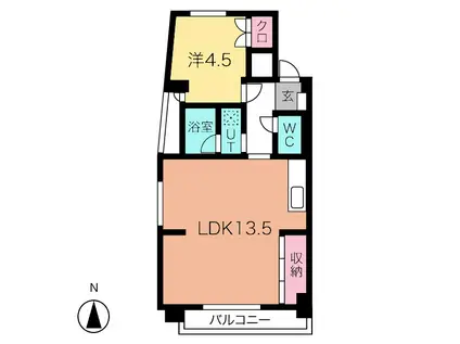 第7オオタビル(1LDK/4階)の間取り写真