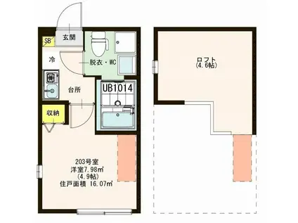 アクティ上大岡(ワンルーム/2階)の間取り写真