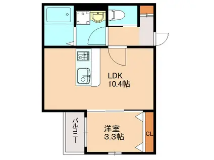 弥永5丁目AP(1LDK/3階)の間取り写真