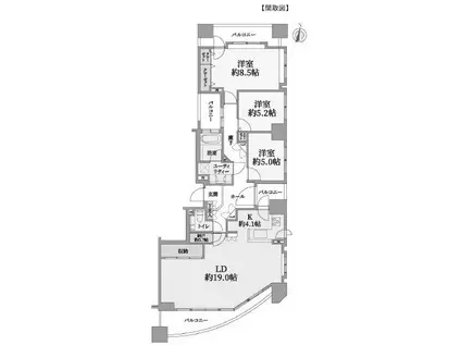 大通シティハウス(3LDK/12階)の間取り写真