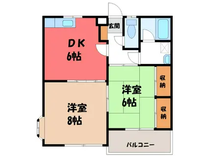 ハイツハツミA(2DK/1階)の間取り写真