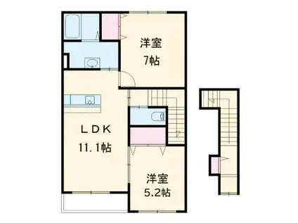 サン・アースしばた(2LDK/2階)の間取り写真