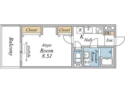 船橋市飯山満町2丁目工事(1K/3階)の間取り写真