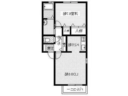 ディアスSA棟(1LDK/2階)の間取り写真