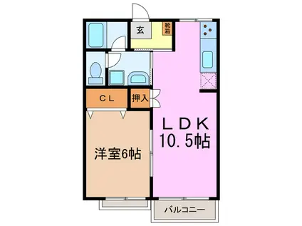 タウン21C(1LDK/2階)の間取り写真