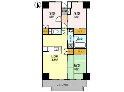 スカイシティー神山(3LDK/1階)の間取り写真