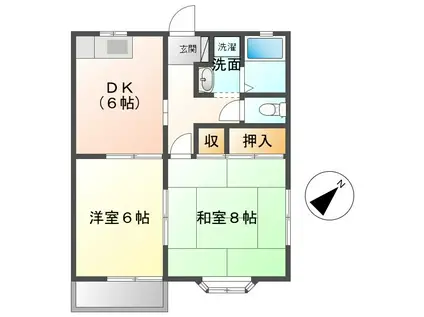 クリスタルコート御代田(2DK/1階)の間取り写真