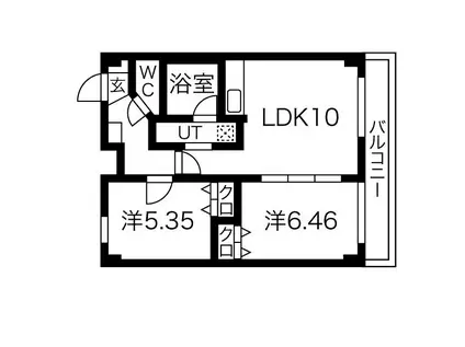 ミュゼ中の島(2LDK/2階)の間取り写真