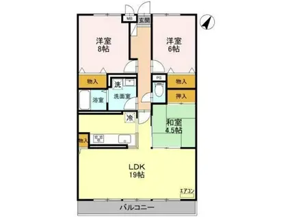 グランドヒルズ(3LDK/2階)の間取り写真