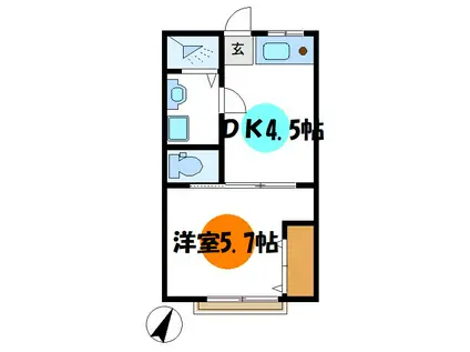 カーサフルカワ(1DK/2階)の間取り写真