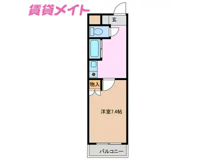 アイルーム亀山上道野(1K/2階)の間取り写真