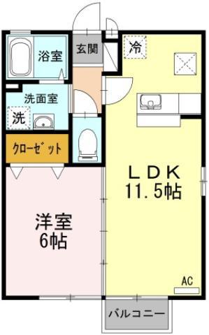 サンライズ(1LDK/1階)の間取り写真