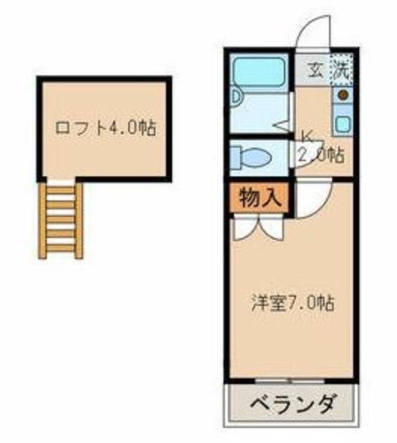 ディアパティオ(1K/2階)の間取り写真