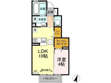 フラット テン(1LDK/1階)の間取り写真