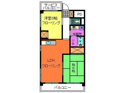 アサヒハイツ東葛西(2LDK/4階)の間取り写真