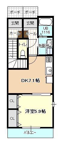 マージェ(1LDK/1階)の間取り写真