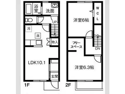 MAISONETTE LAND 弥富駅(2LDK/1階)の間取り写真