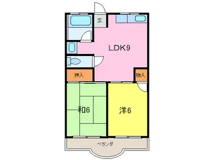 シャトー樋ノ池(2LDK/1階)の間取り写真