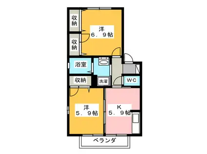 メゾンボナール A(2K/2階)の間取り写真