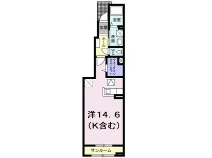 サンプロスパーII(ワンルーム/1階)の間取り写真