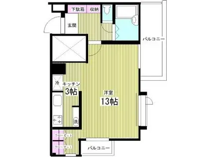 コリンズ12(1K/3階)の間取り写真