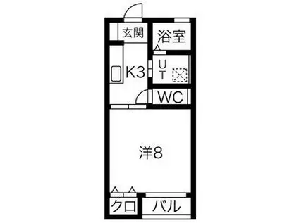 エクセランII棟(1K/1階)の間取り写真