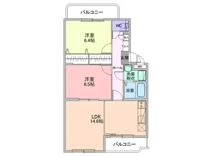 コンフォート弐番館(2LDK/3階)の間取り写真