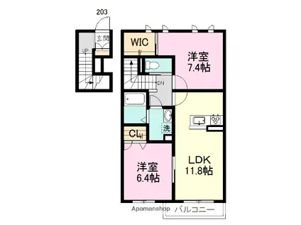 COURAGE(2LDK/2階)の間取り写真