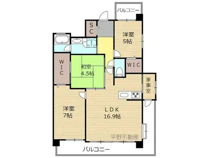 フェスティオ六ツ門ファサード(3LDK/6階)の間取り写真