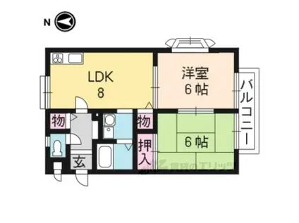 ウィンディアコリーヌ A棟(2DK/2階)の間取り写真