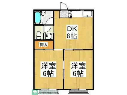 ハイツピュア(2DK/1階)の間取り写真