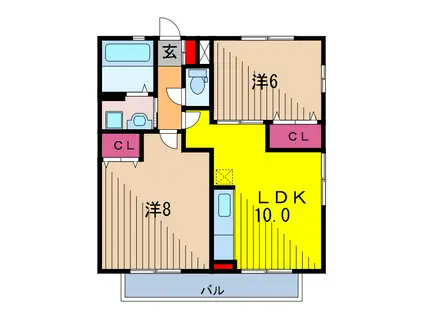 リッツハウスII(2LDK/2階)の間取り写真