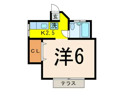 青木ハウス(1K/1階)の間取り写真