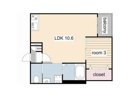 WARREN SUKEMITSUI(1LDK/3階)の間取り写真