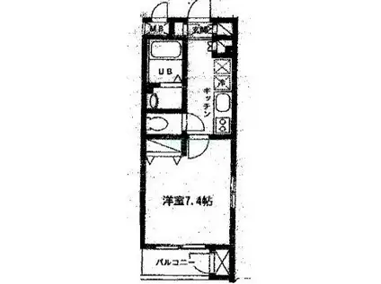 トリス津田沼(ワンルーム/3階)の間取り写真