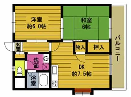 ガーデンハイツ森町(2DK/2階)の間取り写真