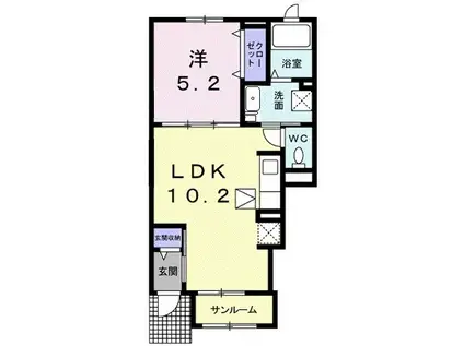 ライラックII(1LDK/1階)の間取り写真