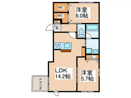 LA FAMIGLIA FELICE(2LDK/2階)の間取り写真