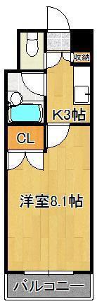 F′S FLATS古船場(1K/9階)の間取り写真