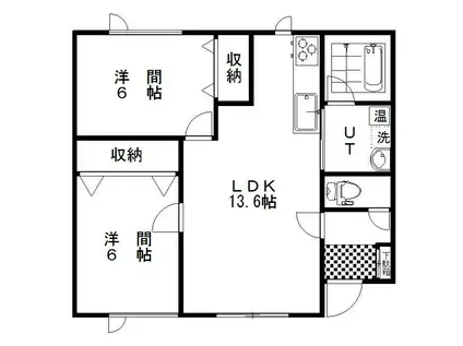ARK I(2LDK/2階)の間取り写真