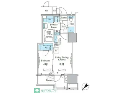 HARUMI FLAG PORT VILLAGE B棟(1LDK/5階)の間取り写真