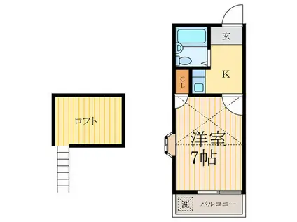 メゾネット北川(1K/2階)の間取り写真