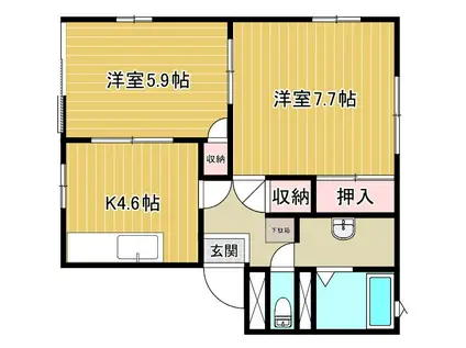 ハイツあおば(2K/2階)の間取り写真