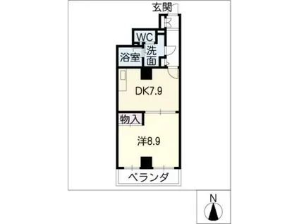 レジデンスカープ今池(1DK/12階)の間取り写真